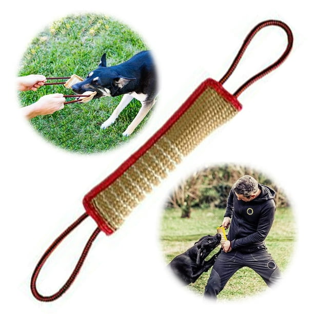 Jute Dog Bite Tug Dog Obedience Training Bite Chew Tag Toys with Two Handle